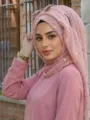 Eleganter rosa schimmernder Hijab Schal für Damen einfarbig stilvolles Kopftuch Mode Accessoire - 200x85cm / Rosa