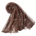 Women shiny metallic sequin brown long scarf Indian mesh shawl autumn winter fashion wrap - 200x85cm / Coffee