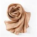 Shimmer pleated long scarf elegant metallic hijab for women stylish daily wear accessory - Champagne