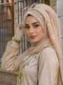Glänzendes Pailletten Hijab Tuch für Damen, elegantes funkelndes Kopftuch in Champagner Gold. - 200x85cm / Schneeknospe