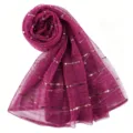 Women fuchsia sequin long scarf Indian yarn shawl autumn winter elegant neck wrap accessory - 200x85cm / 19 Rose Red