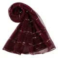Women metallic sequin long scarf burgundy gauze shawl winter fashion neck wrap accessory - 200x85cm / Purple Red
