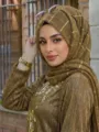 Gold Pailletten Hijab Schal Einfarbig Kopftuch Luxus Glänzend Muslimische Frauen Mode - 200x85cm / Gold