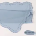 Chifón bordado con borde festoneado hiyab bufanda musulmana elegante ligero pañuelo azul - A49