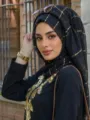 Schicker schwarz-goldener Pailletten Hijab Schal, elegantes Kopftuch für Damen, modisch. - 200x85cm / Schwarz