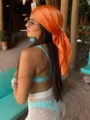 Oranger Satin Quadratische Schal für Damen, vielseitiges einfarbiges seidenes Kopftuch Hairband. - Orange