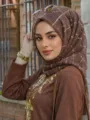 Elegantes braunes Pailletten Hijab Tuch für Damen, stilvolles einfarbiges Kopftuch ideal. - 200x85cm / Kaffeebraun