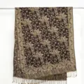 Classic paisley jacquard cashmere-feel long scarf with fringe, elegant brown winter shawl. - 16 / 180*70cm