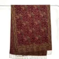 Burgundy paisley jacquard cashmere feel tassel scarf, versatile long winter shawl. - 17 / 180*70cm