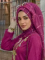 Damen Mode Pailletten Kopftuch Hijab Set einfarbig elegante glitzernde muslimische Kopfbedeckung - 200x85cm / Fuchsia