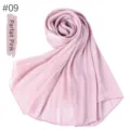 Solid color crinkle long scarf in parfait pink, elegant breathable silk accessory. - Pink