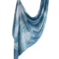 Blue Tie-Dye Long Scarf Satin Print Turkish Hijab Variant Elegant Fashion Accessory Style - 43