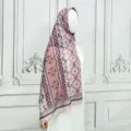 Sciarpa hijab in chiffon con stampa floreale etnica scialle lungo leggero da donna quotidiano - Ricamo Viola (05)