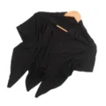 Black solid color modal triangular scarf, breathable soft headscarf shawl accessory. - Black