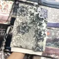 Fashion printed Bali yarn square scarf, elegant floral design, sun protection hijab shawl. - 38