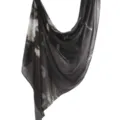 Watercolor tie-dye satin polyester long scarf abstract black and white printed hijab shawl - Style 08