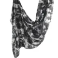 Women's black and white tie-dye printed modal scarf, lightweight soft fashion shawl wrap. - 06