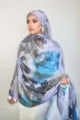 Blue purple tie dye imitation silk hijab, lightweight printed long scarf for women variant - 11 / 85*180cm