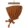 Gorro modal elástico liso pañuelo ajustable con lazos para uso diario de las mujeres - Marrón Espino