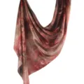 Elegant red marble printed silk scarf, soft faux silk draped shawl for women summer style. - 26