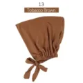 Gorro con lazo elástico de modal marrón tabaco, cubrecabeza liso y cómodo para mujeres. - Marrón Tabaco