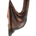 Elegante zijde-look marmer print sjaal omslagdoek voor dames prachtig bruin verloop - 29