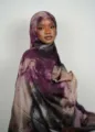 Silk-feel printed hijab scarf, elegant purple abstract design for women, lightweight. - 08 / 85*180cm