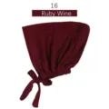Gorro elástico de modal en color vino rubí, pañuelo de cabeza liso ajustable. - Burdeos