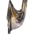 Elegant abstract marble print silk scarf women shawl, soft lightweight fashion head wrap accessory. - 08