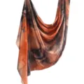 Marble print imitation silk scarf ethnic style orange black elegant neckwear summer shawl - 09
