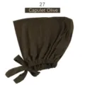 Gorro elástico de modal con lazo en capulet olive, pañuelo transpirable ajustable. - Oliva Capulet