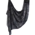 Black floral print silk feel scarf, elegant drape women shawl, ethnic style fashion accessory. - 23