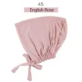 Gorro interior hijab de modal liso elástico ajustable con tiras cómodas y suave - Rosa Inglés