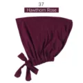 Gorra elástica de modal con lazo pañuelo interior gorro hijab de color sólido uso diario - Rosa Espino