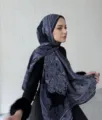 Elegante sciarpa lunga hijab in chiffon sfumato con motivo cachemire classico per donne. - 170X70CM / Blu scuro