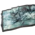 Blue printed pearl chiffon scarf, soft breathable spring summer headscarf and shawl. - 21
