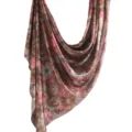Printed silk scarf, brown and pink marble pattern, stylish ethnic headscarf and summer shawl. - 16