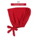 Gorro con lazo de modal, pañuelo ajustable elástico Tibetan Red, color sólido - Azul Marino Rojo