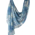Blue floral printed satin scarf elegant lightweight breathable fashion neck wrap shawl new - 121
