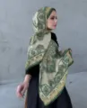 Sciarpa lunga in chiffon verde sfumato con motivo paisley, elegante hijab per donne. - 170X70CM / Sfumatura Verde e Bianco