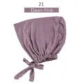 Gorro hijab elástico de modal con cinta en Dawn Pink, cofia interior ajustable. - Rosa Amanecer