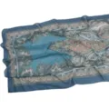 Blue paisley chiffon scarf lightweight spring summer head wrap breathable soft long shawl - 42