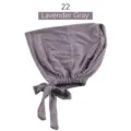 Gorra hijab de modal gris lavanda con lazo, pañuelo interior elástico ajustable. - Gris Lavanda