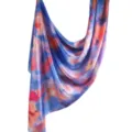 Elegant watercolor silk scarf, marble print summer shawl, soft breathable head wrap for women - 10