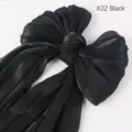 Schwarzer glänzender Seidenschal, eleganter Schleifen Schal, weicher glänzender Stoff Haarschmuck. - 22# Schwarz