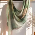 Watercolor modal cotton scarf in green, elegant draped printed women shawl for daily wear. - Green and Blue Embroidery (03)