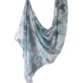 Fashion Satin Printed Scarf Blue Abstract Soft Breathable Variant Shawl Elegant Neckwear - 137