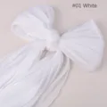 Einfarbig glänzender Seidenschal Schleife Schal, elegantes weißes weiches Tuch für Damen. - 01# Weiß