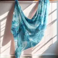Blue watercolor printed modal cotton scarf shawl elegant women's accessories fashion lightweight drape - 10