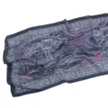 Elegant navy blue paisley print chiffon scarf, lightweight and breathable hijab for women. - 29